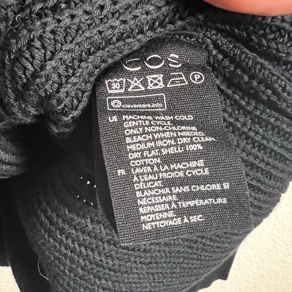 COS Black Cut Out Ribbed Knit Cotton Oversized Pullover Sweater Size M - Picture 9 of 9
